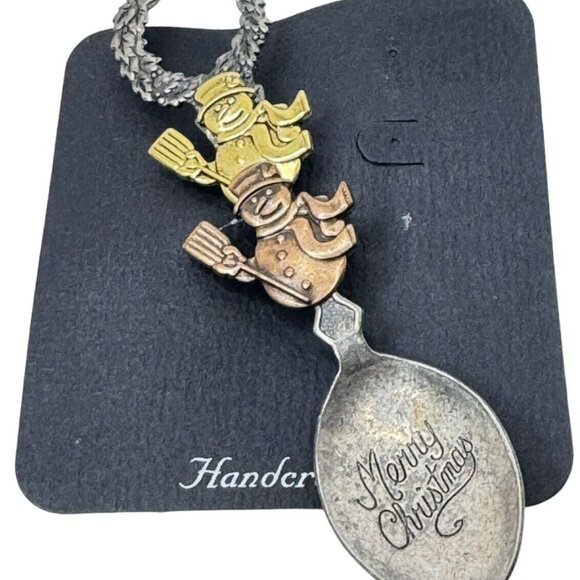 Unbranded Jewelry - Snowman Brooch Pin Spoon Merry Christmas Wreath Holidays 4 inch Unique Large